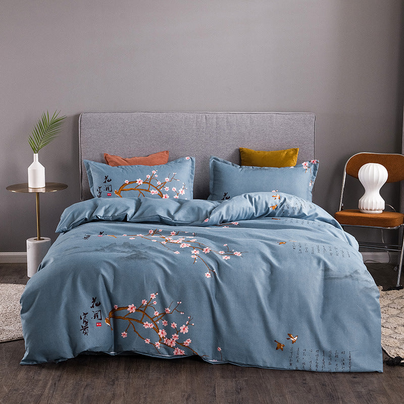 Thickened Brushed Four-piece Winter Bed Sheet And Duvet Cover Three-piece Bedding Set