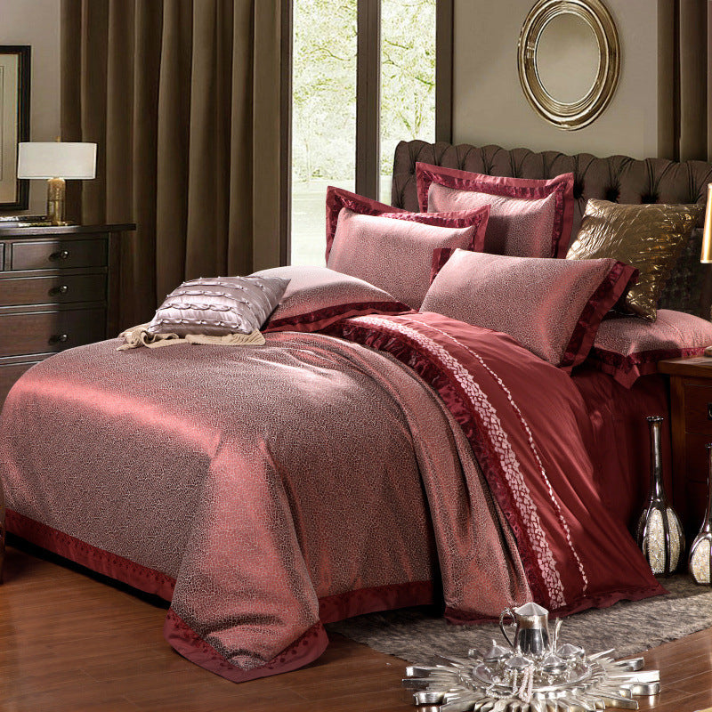 European style satin jacquard four piece set