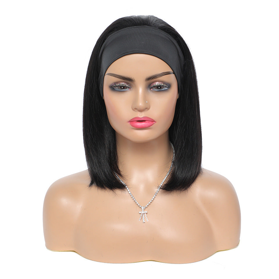 Headband Wig Human Hair Straight Bob Wigs