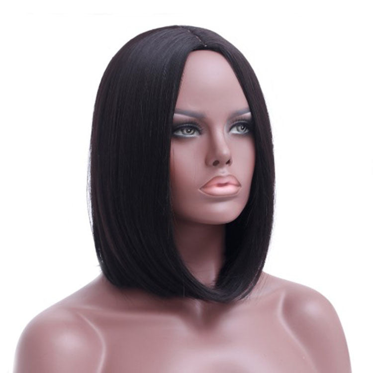 Mid-point black straight hair hood