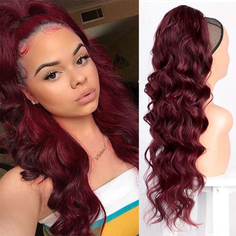 Wine Red Wig Ladies Wig Piece Long Curly Hair