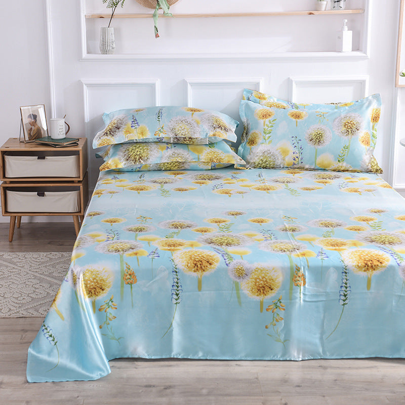 Summer Ice Silk Printing Home Textile Kit Single Bed Sheet Washed Silk Large Bed Sheet