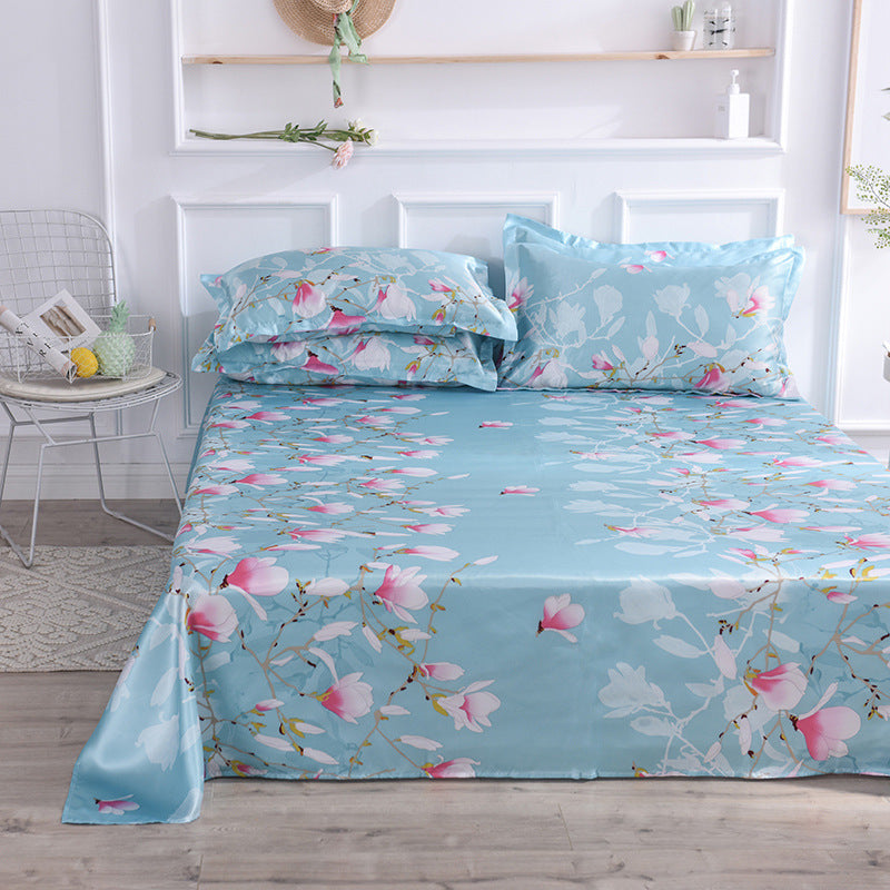 Summer Ice Silk Printing Home Textile Kit Single Bed Sheet Washed Silk Large Bed Sheet