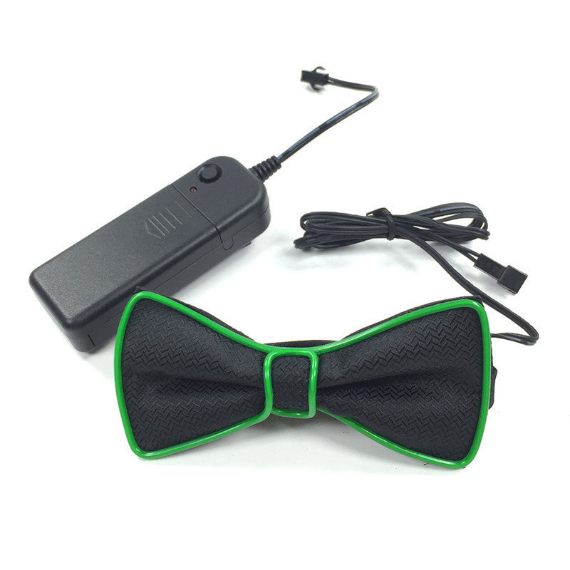 Battery Powered LED Light Up EL Mens Bow Tie Necktie for Halloween Wedding Party DC3V