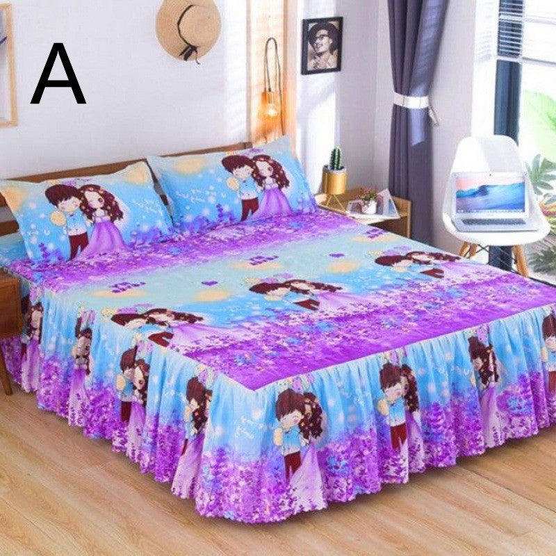 Bed Skirt Bedspread Three-piece Thick Brushed Korean Princess Bedspread Bed Skirt