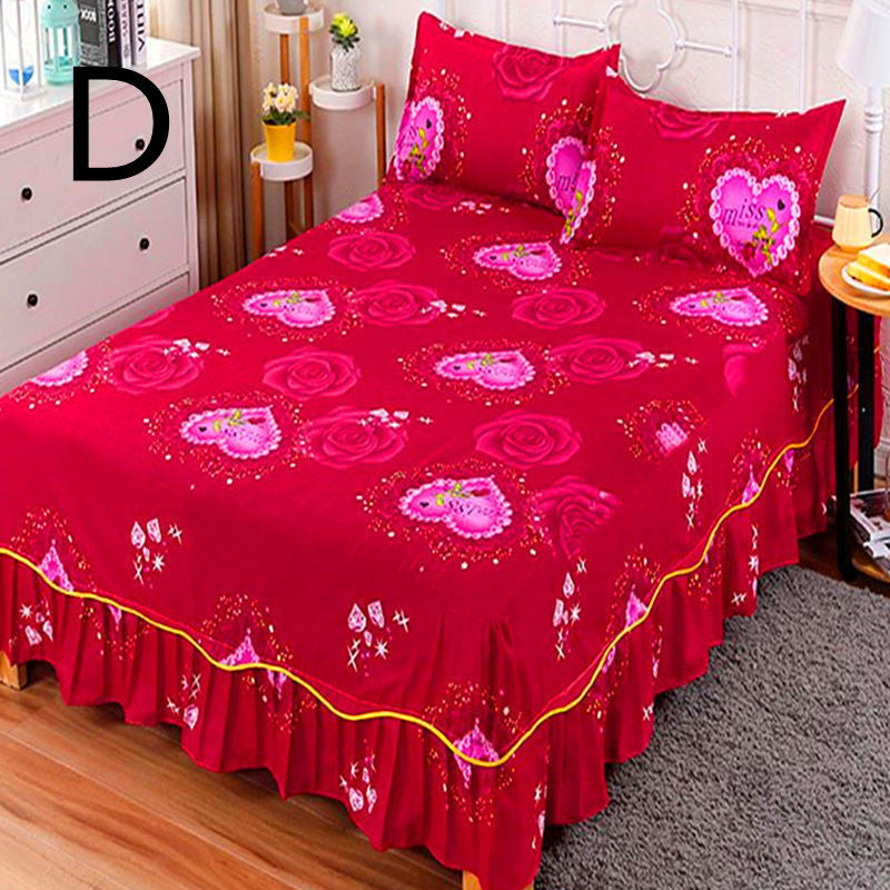 Bed Skirt Bedspread Three-piece Thick Brushed Korean Princess Bedspread Bed Skirt