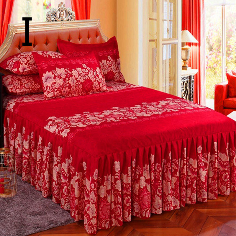 Bed Skirt Bedspread Three-piece Thick Brushed Korean Princess Bedspread Bed Skirt