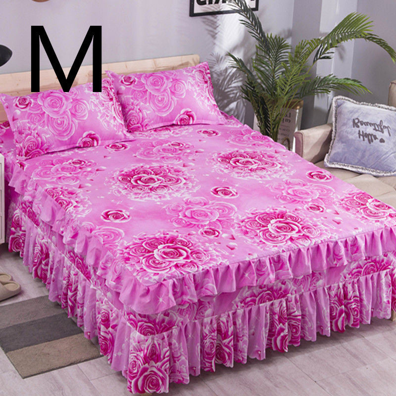 Bed Skirt Bedspread Three-piece Thick Brushed Korean Princess Bedspread Bed Skirt