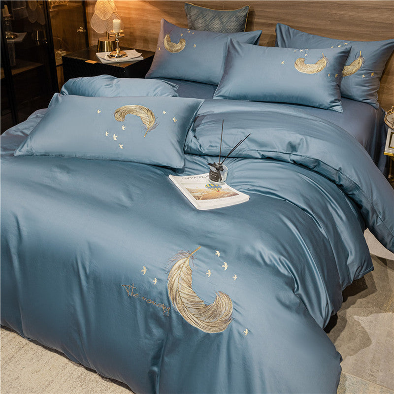 Four-piece bedding set with pure cotton cover