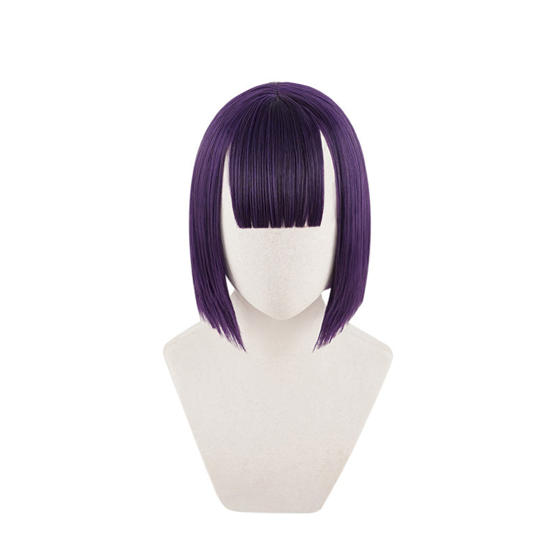 Cosplay wigs are short and purple