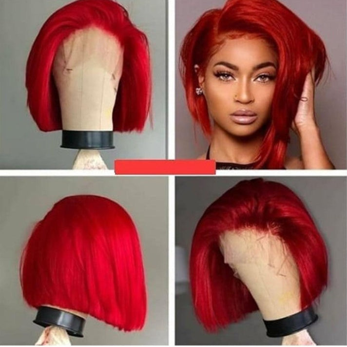 Partially Divided Big Red BOB Short Hair