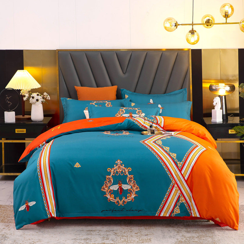 Thickened Brushed Four-piece Winter Bed Sheet And Duvet Cover Three-piece Bedding Set