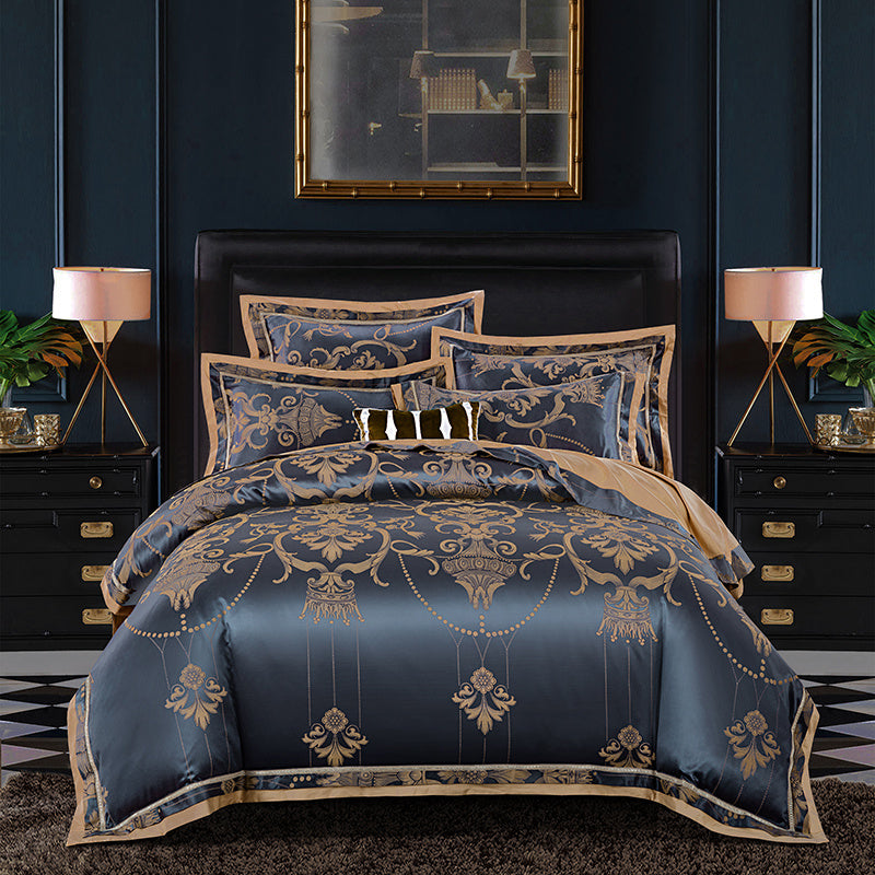 European-style luxury tencel cotton satin jacquard quilt cover four-piece set six-piece set