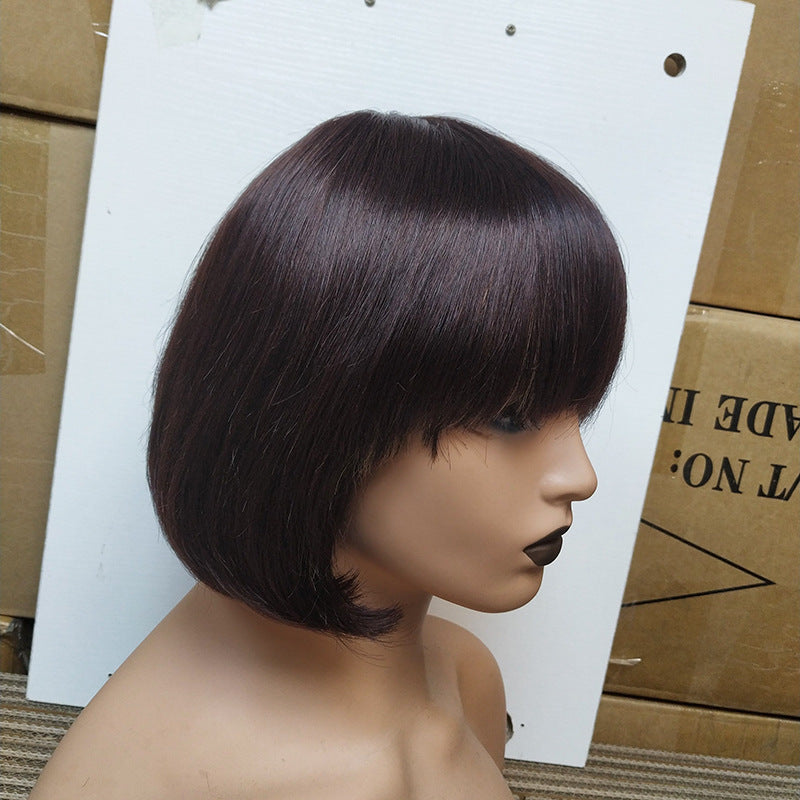 Double Drawn Human Hair Fringe Bob Wig