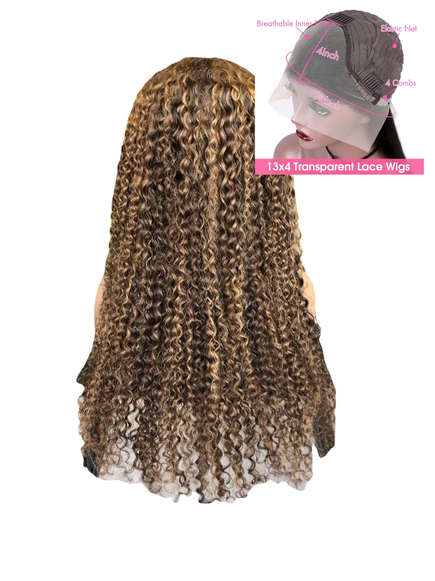 Piano Inter-color Highlight Curly Lace Wig