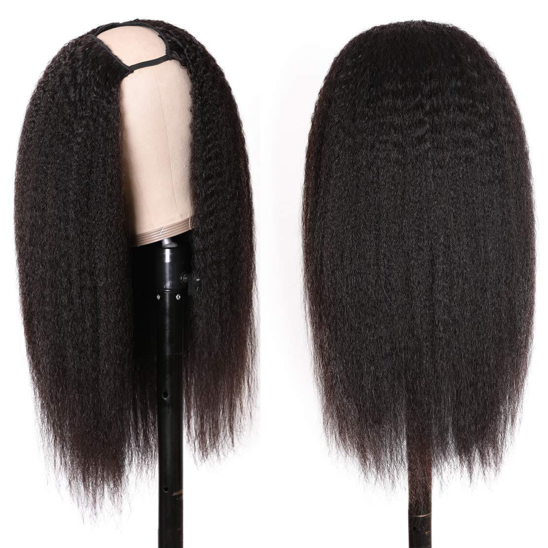 U-shaped headgear, real wig, natural color smooth hair