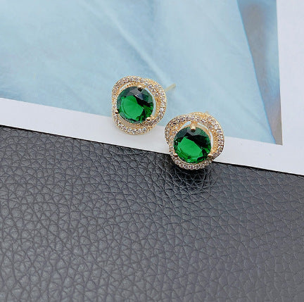 Green Zircon Earrings 14k Real Gold Earrings