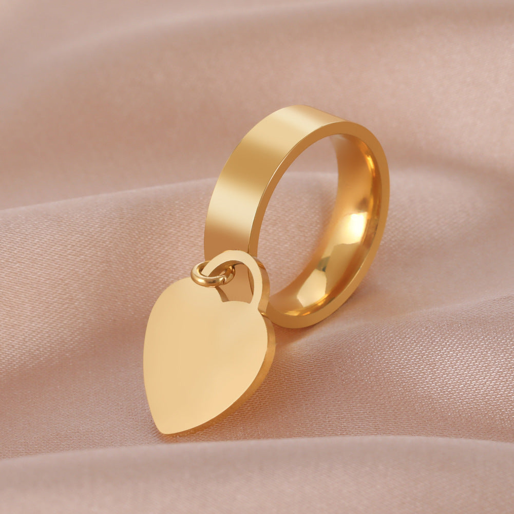 Fashion Simple 18k Golden Smooth Stainless Steel Love Ring