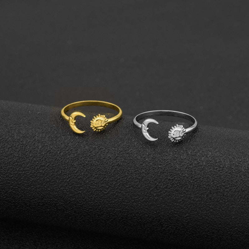 Sun Moon Open Ring Men And Women Couple Adjustable