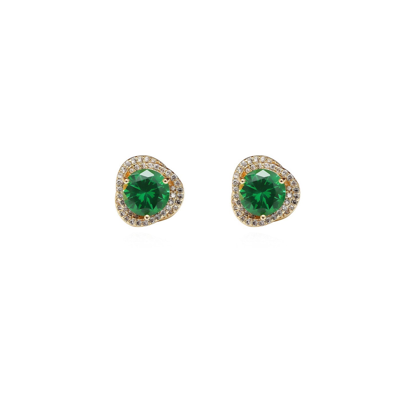 Green Zircon Earrings 14k Real Gold Earrings