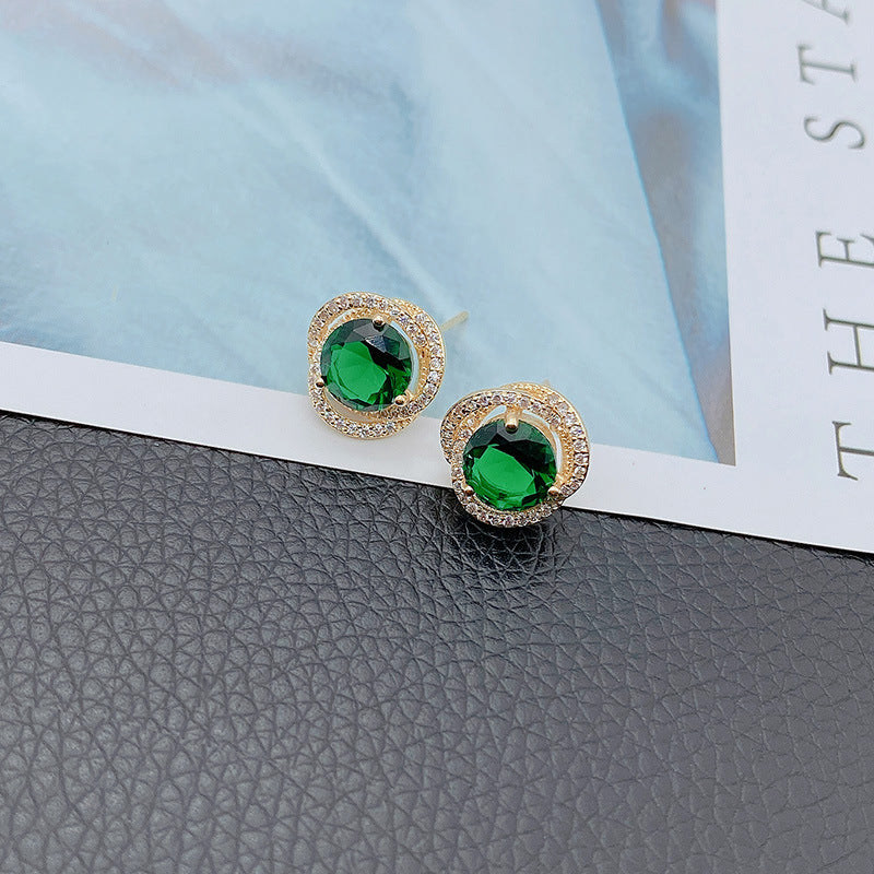 Green Zircon Earrings 14k Real Gold Earrings