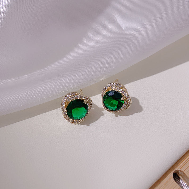 Green Zircon Earrings 14k Real Gold Earrings