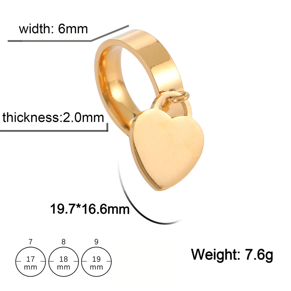 Fashion Simple 18k Golden Smooth Stainless Steel Love Ring