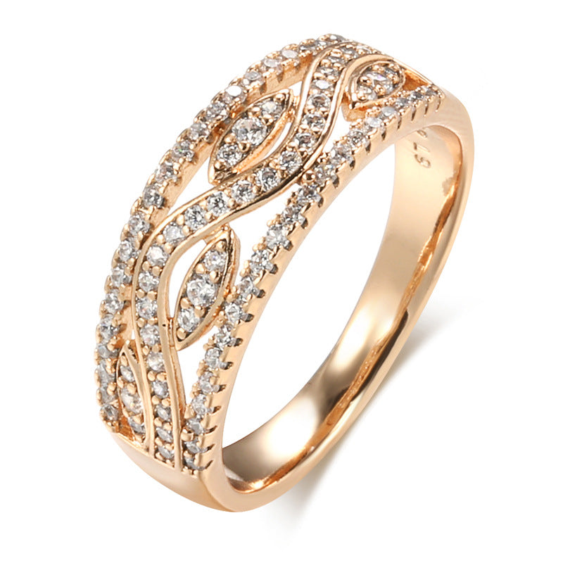 Women's Hollow European And American Fashion Micro-inlaid Zircon Ring