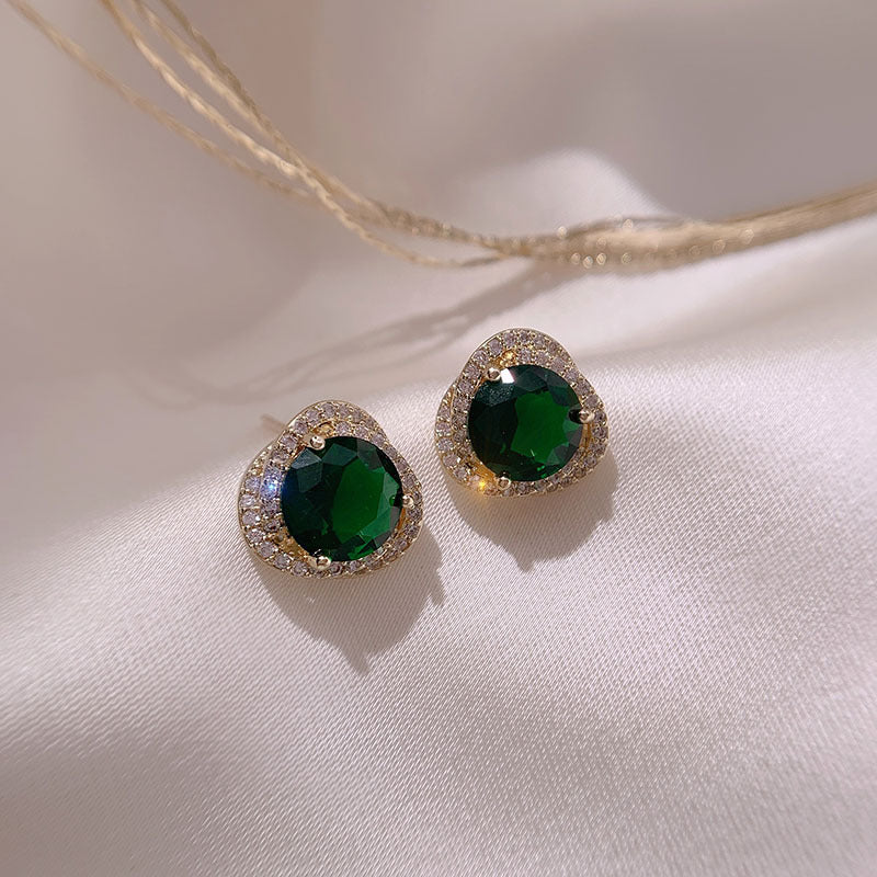 Green Zircon Earrings 14k Real Gold Earrings