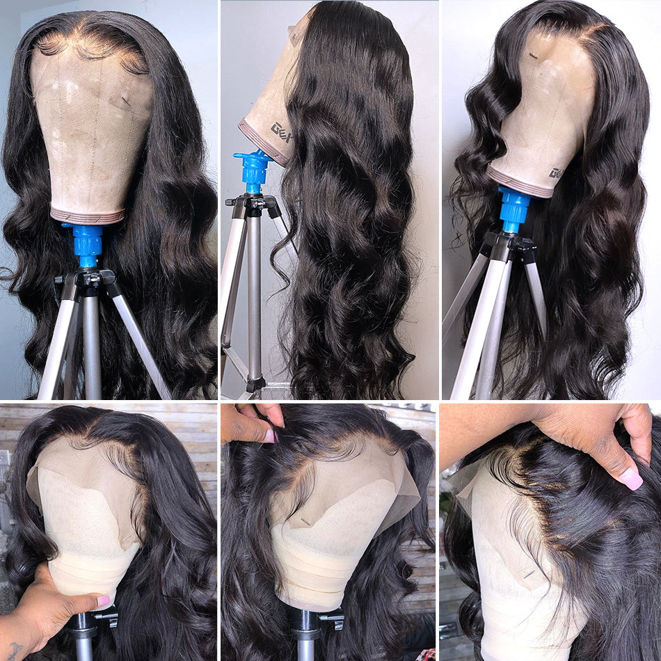 Inch Body Wave Lace Front Human Hair Wigs Peruvian Loo