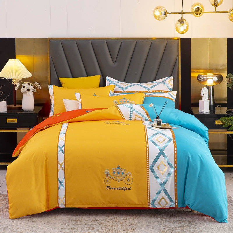 Thickened Brushed Four-piece Winter Bed Sheet And Duvet Cover Three-piece Bedding Set