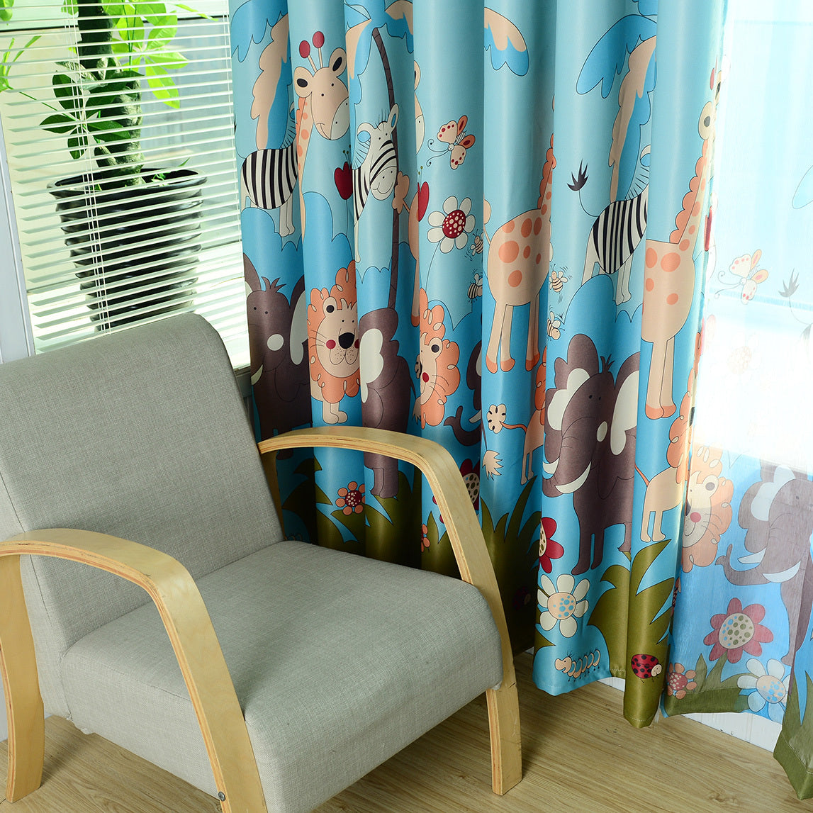 Special Offer Cartoon Cute Children Full Blackout Curtains Animal Paradise Boy And Girl Bedroom