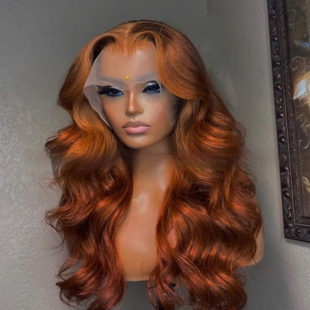 Ginger Body Wave Lace Front Wig In Stock Orange Big Wave Lace Headgear